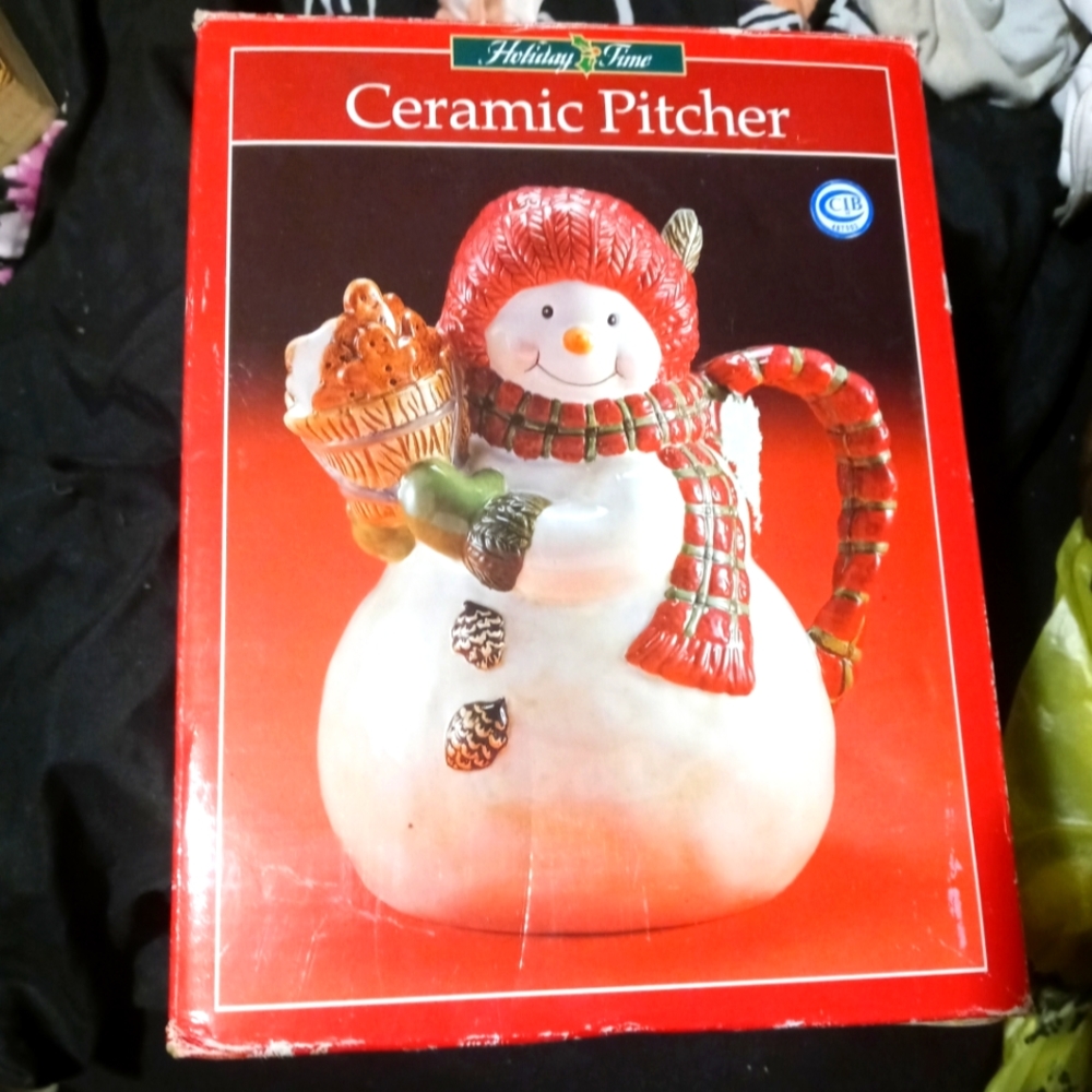 Vintage Holiday Time Snowman Pitcher
